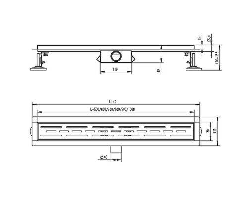 Душевой лоток Raglo 50 R650.50.03 с решеткой Золото матовое