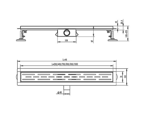 Душевой лоток Raglo 50 R651.50.05 с решеткой Сатин