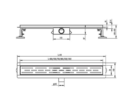 Душевой лоток Raglo 50 R652.50.05 с решеткой Сатин / под плитку
