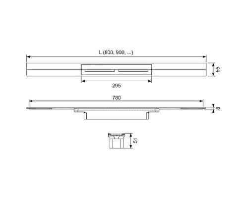 Душевой лоток Tece Drainprofile 80 670821 с решеткой с черным PVD покрытием