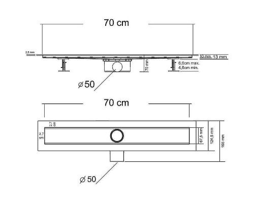Душевой лоток Vincea Optima-S 70 SAY.603.70.S.U под плитку