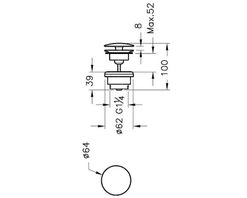 Донный клапан Vitra Origin A45149 click-clack Хром
