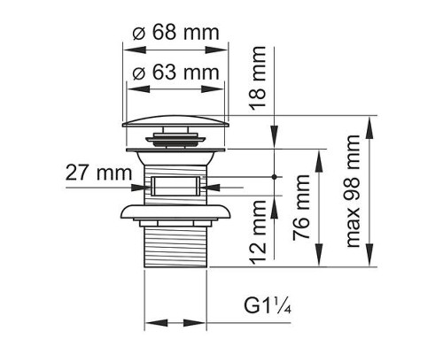 Донный клапан WasserKRAFT A046 click-clack Светлая бронза