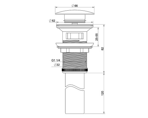 Донный клапан Wonzon & Woghand WW-88SS03-CR click-clack цвет Хром