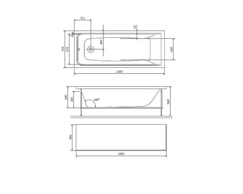 Фронтальная панель для ванны AM.PM Gem 150 W90A-150-070W-P1 Белая