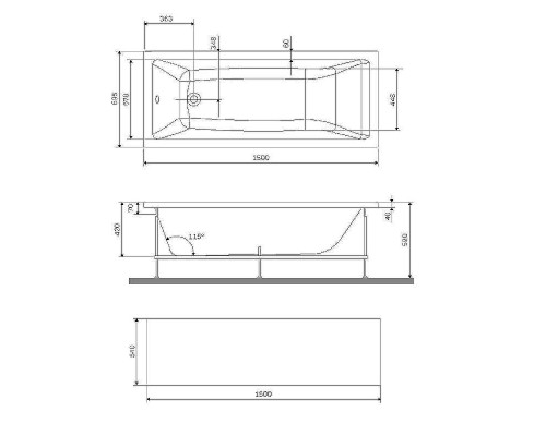 Фронтальная панель для ванны AM.PM Gem 150 W93A-150-070W-P Белая