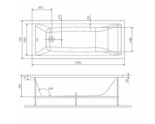 Каркас для ванны AM.PM Gem 170x75 W93A-170-075W-R Серый