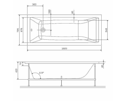 Каркас для ванны AM.PM Gem 180x80 W93A-180-080W-R Серый
