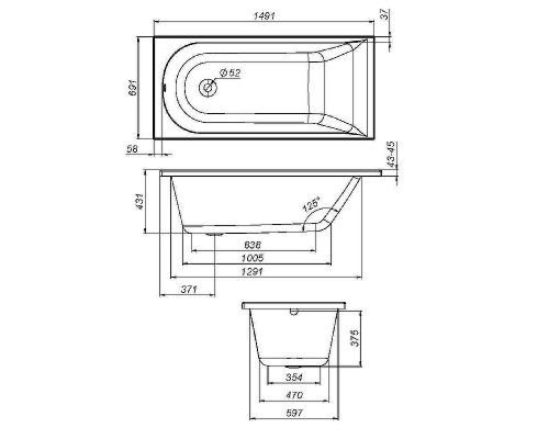 Каркас для ванны AM.PM Spirit 150x70 W72A-150-070W-R2 Серый