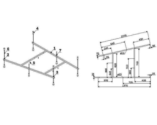 Каркас для ванны AM.PM Spirit 160x100 W72A-160-100W-R2 Серый