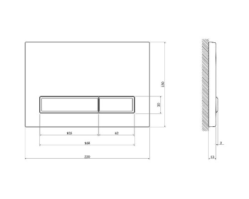 Клавиша смыва Cersanit Blick 64115 Черная матовая