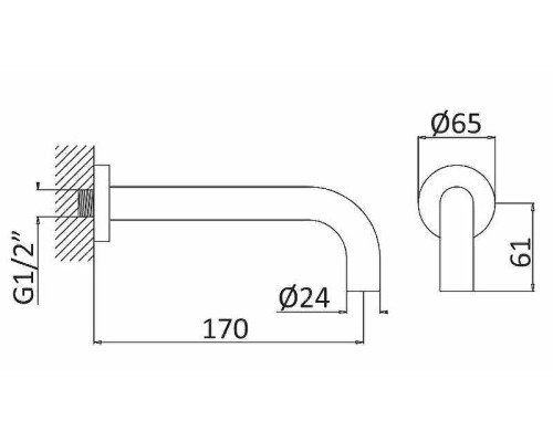 Излив для смесителя Cezares Leaf LEAF-SC-NOP Черный матовый