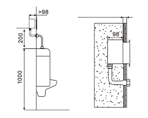 Смывное устройство для писсуара Creavit ES4810 Черное