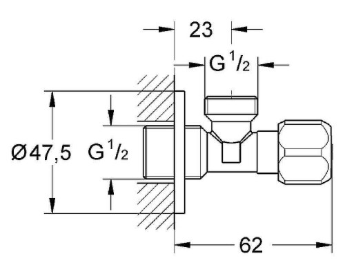 Вентиль запорный Grohe 2201600M угловой Хром
