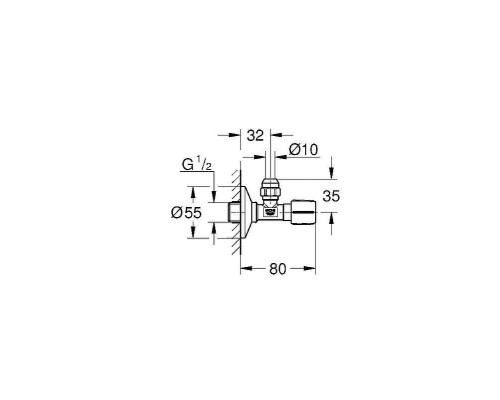 Вентиль запорный Grohe 22037000 угловой Хром