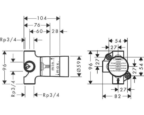 Скрытая часть переключателя потоков Hansgrohe Ecostat 15981180 G 3/4