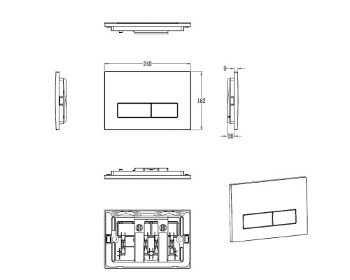 Клавиша смыва Wonzon & Woghand WW-IB224-BGM цвет Темный графит