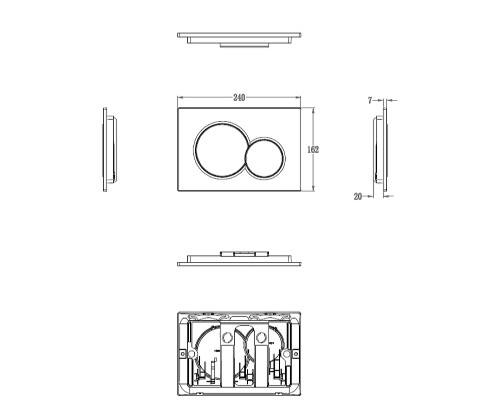 Клавиша смыва Wonzon & Woghand WW-IB232-BG цвет Брашированное золото