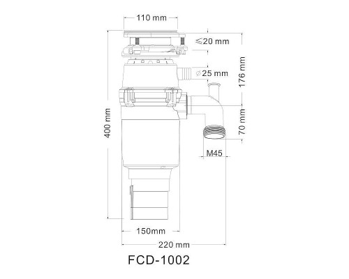 Измельчитель пищевых отходов Fmark FCD-1002E 780 Вт