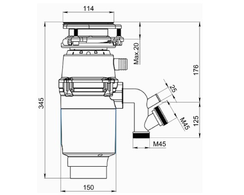 Измельчитель пищевых отходов Granula R600 цвет Графит матовый