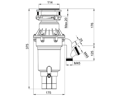 Измельчитель пищевых отходов Granula R650 цвет Графит матовый