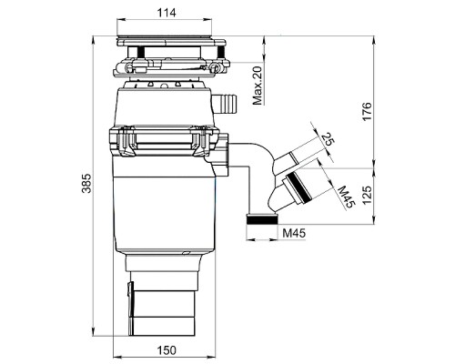 Измельчитель пищевых отходов Granula R700 цвет Графит матовый