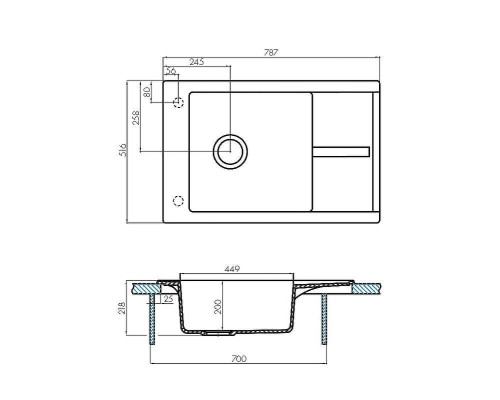 Кухонная мойка Aquaton Делия 78 1A715132DE240 Жемчуг