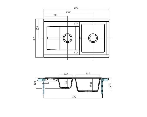 Кухонная мойка Aquaton Делия 87 1A716232DE230 Серая