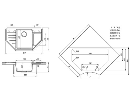 Кухонная мойка Dr. Gans Рио 80 25.080.C0800.407 цвет Черный