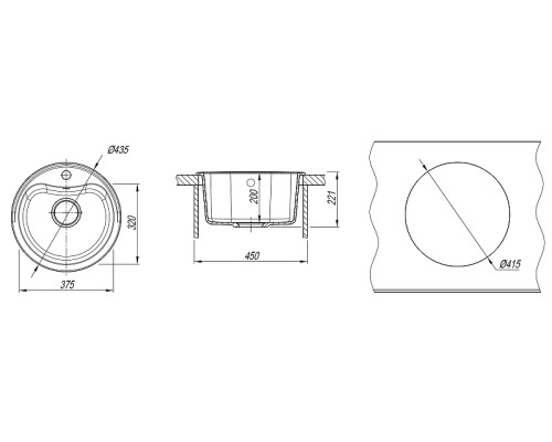 Кухонная мойка Dr. Gans Дора 44 25.015.B0435.409 цвет Базальт