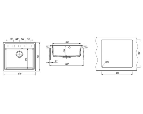 Кухонная мойка Dr. Gans Ника 57 25.070.D0570.411 цвет Графит