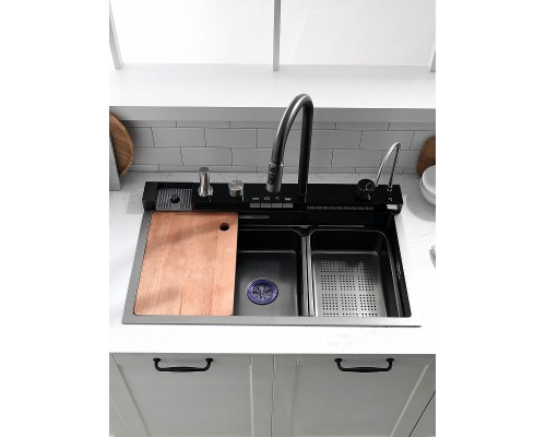 Кухонная мойка Esbano GEYSERUS 680 GEYSERUS-5 цвет Оружейная сталь ("nano black)