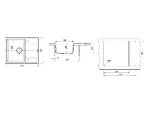 Кухонная мойка Florentina Липси 65 20.125.C0650.307 цвет Серый шёлк