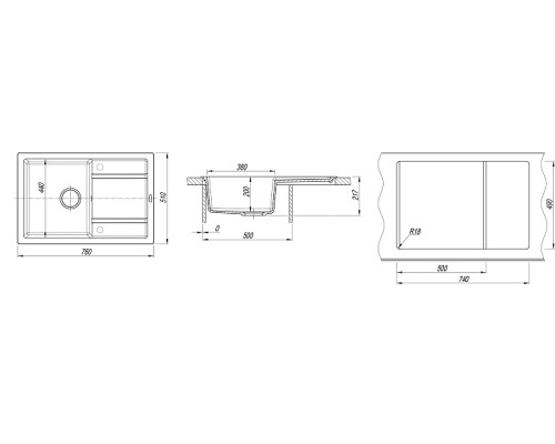 Кухонная мойка Florentina Липси 76 20.160.D0760.307 цвет Серый шёлк