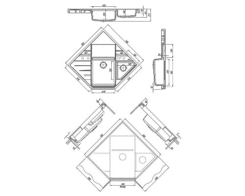 Кухонная мойка Florentina Бомбей-900 20.375.J0900.102 Черная