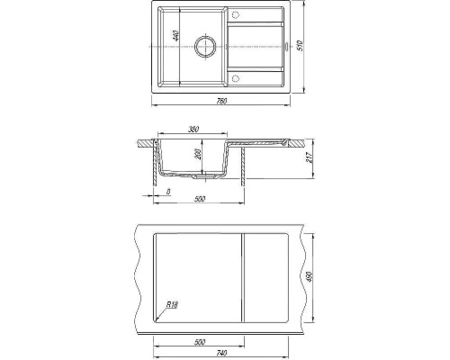 Кухонная мойка Florentina Липси-760 20.160.D0760.202 Шампань