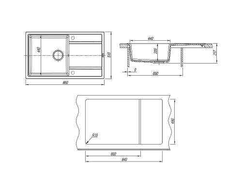 Кухонная мойка Florentina Липси-860 20.130.D0860.201 Жасмин