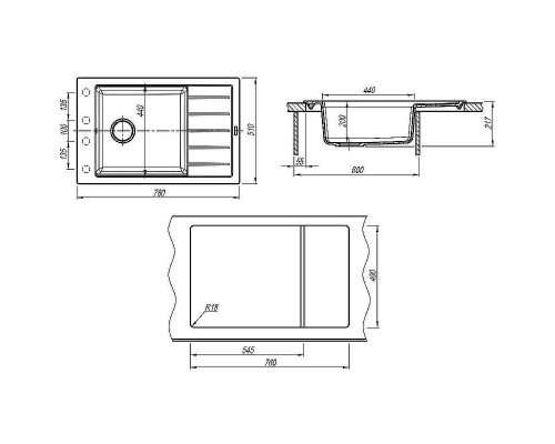 Кухонная мойка Florentina Липси-780Р 20.275.D0780.202 Шампань