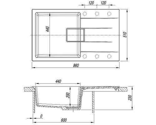 Кухонная мойка Florentina Ривьера-860 20.485.D0860.305 Грей