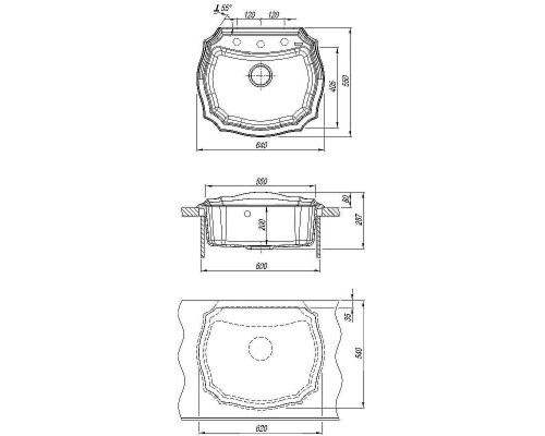 Кухонная мойка Florentina Эмилия-640 20.355.D0640.102 Черная