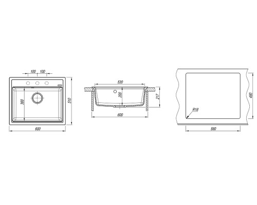 Кухонная мойка Florentina Липси 60 20.120.D0600.307 цвет Серый шёлк