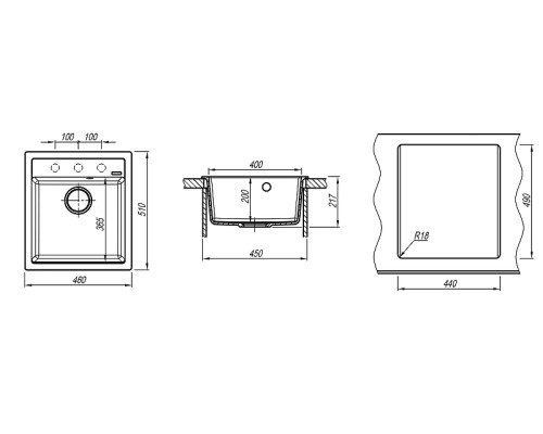 Кухонная мойка Florentina Липси 46 20.280.B0460.307 цвет Серый шёлк