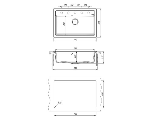 Кухонная мойка Florentina Липси 77 20.440.E0770.102 цвет Черный