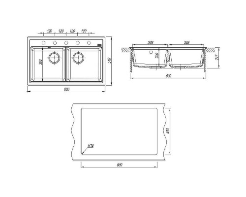 Кухонная мойка Florentina Липси-820 20.370.E0820.107 Песочная