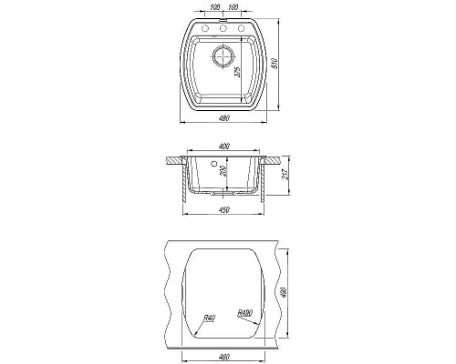 Кухонная мойка Florentina Нире-480 20.190.B0480.104 Бежевая