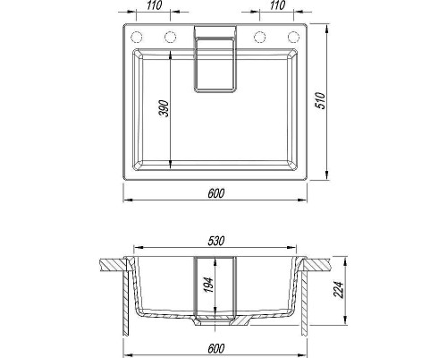 Кухонная мойка Florentina Ривьера-600 20.490.D0600.305 Грей