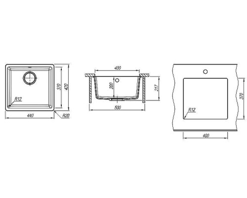 Кухонная мойка Florentina Вега-400 22.315.C0400.102 Черная