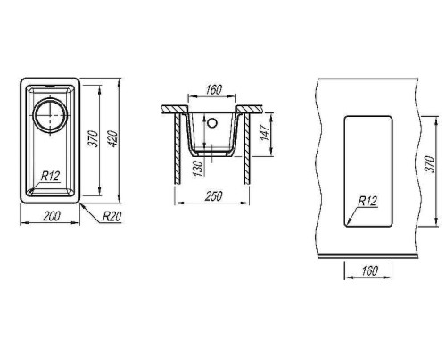 Кухонная мойка Florentina Вега-160 22.300.00160.302 Антрацит