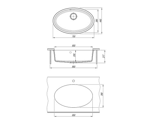 Кухонная мойка Florentina Вега Овал 65 22.430.E0650.307 цвет Серый шёлк