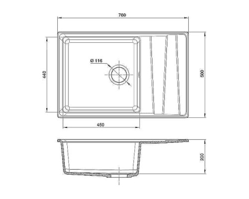 Кухонная мойка GranFest Level GF-LV-760L Серая